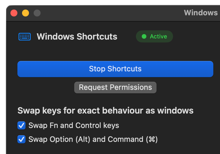Swap option screenshot